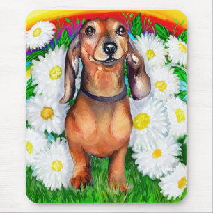 Dachshund Daisy Patch Mouse Pad