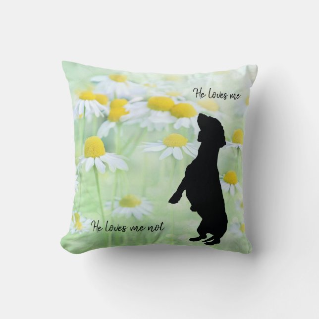 Dachshund Daisy Throw Pillow (Front)