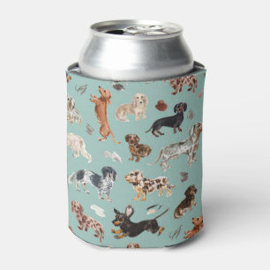 DACHSHUND DALLIANCE Watercolor Dog Print Can Cooler