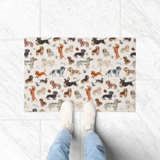 DACHSHUND DALLIANCE Watercolor Dog Print Doormat