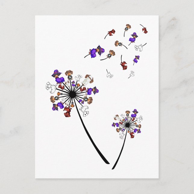 Dachshund Dandelion Flower Halloween Costume Ideas Postcard (Front)