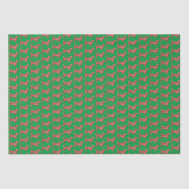 Dachshund Daxie Christmas Dog Silhouette Green Tissue Paper (Front)
