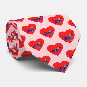 Dachshund Daxie Dog Red Valentine’s Day Pink Neck Tie