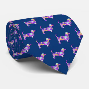 Dachshund Daxie Dog Silhouette Purple Dk Blue Neck Tie