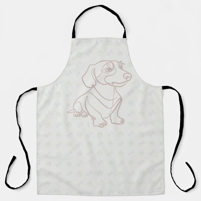 Dachshund Decorative Line Art Pattern Apron (Front)