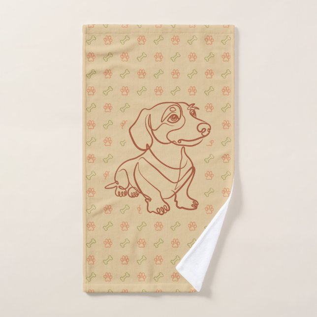 Dachshund Decorative Line Art Pattern Bath Towel Set (Hand Towel)
