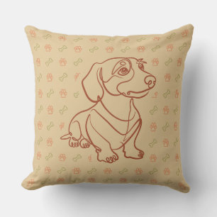 Dachshund Decorative Line Art Pattern Cushion