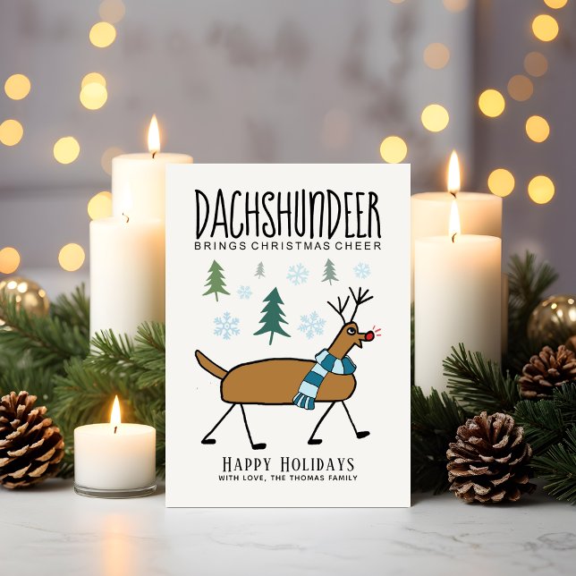Dachshund Deer Christmas Cheer Funny Holiday Card (Creator Uploaded)