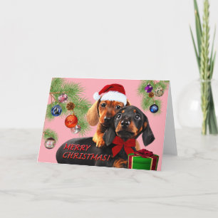 Dachshund design Christmas card