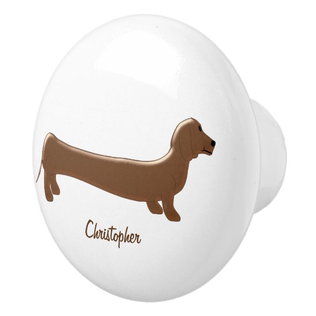 Dachshund Design Personalised Ceramic Knob (Right)