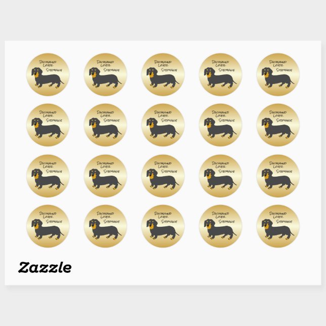 Dachshund Design Personalised Classic Round Sticker (Sheet)