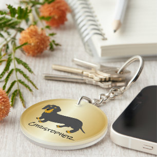 Dachshund Design Personalised Key Ring