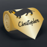 Dachshund Design Personalised Tie<br><div class="desc">This dachshund design necktie, also known as a tie or long tie, is a piece of fabric worn around the neck, typically under a shirt collar, and tied in a knot in the front. It is a decorative or symbolic item of formal neckwear or office attire, often draped down the...</div>