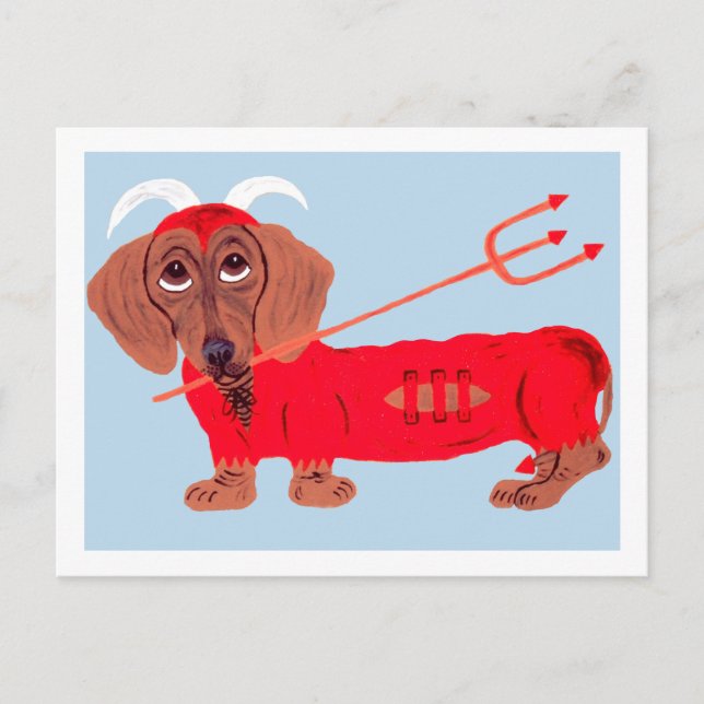 Dachshund Devil Postcard (Front)