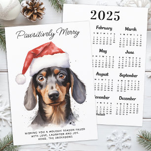 Dachshund Dog 2025 Calendar Cute Merry Christmas  Holiday Card
