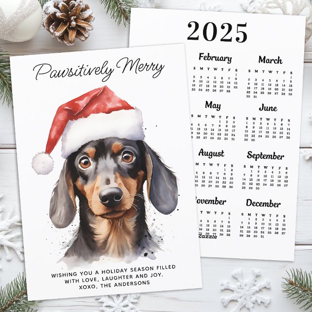 Dachshund Dog 2025 Calendar Cute Merry Christmas  Holiday Card (Creator Uploaded)