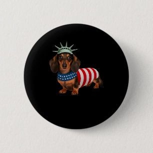 Dachshund Dog 4th Of July American Flag Gifts For  6 Cm Round Badge