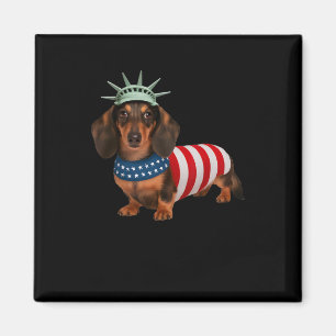 Dachshund Dog 4th Of July American Flag Gifts For  Magnet
