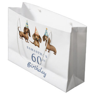 Dachshund Dog 60th Birthday Large Gift Bag