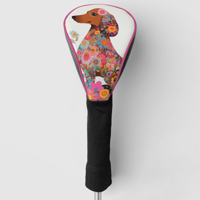Dachshund Dog and Flowers  004 - Tailor jewel Golf Head Cover (Front)
