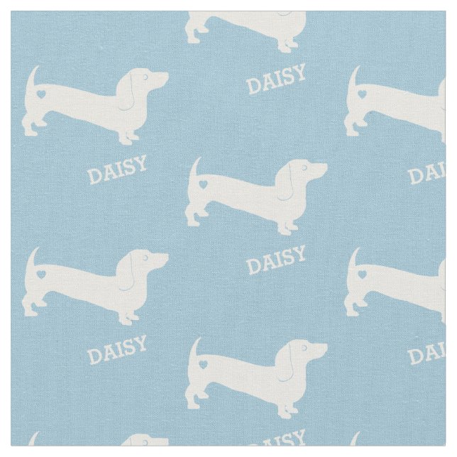Dachshund Dog and Heart with Name Fabric (Close Up)