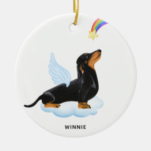 Dachshund Dog Angel Personalised Pet Memorial Ceramic Ornament