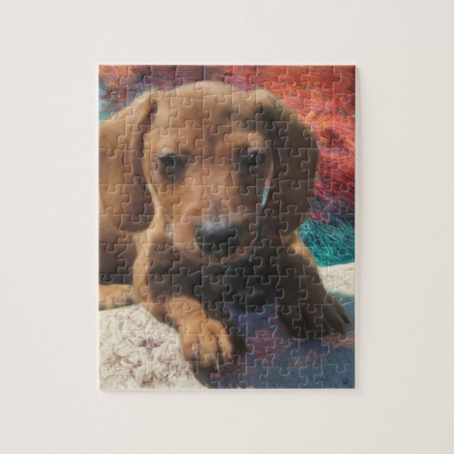 Dachshund - Dog Art - Painting - Pet Portrait Jigsaw Puzzle (Vertical)