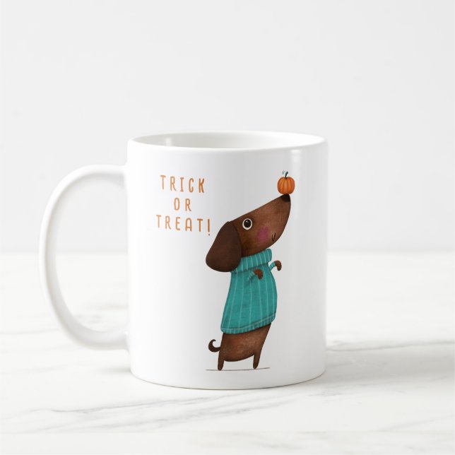 Dachshund Dog Autumn Halloween Fall Coffee Mug (Left)