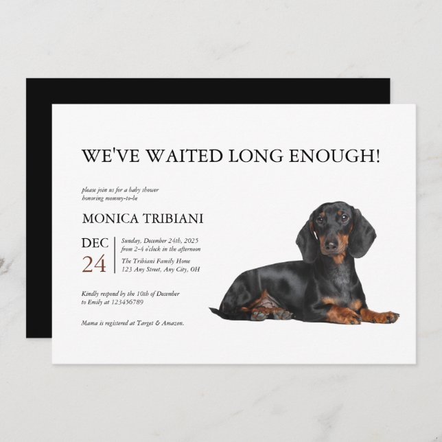 Dachshund Dog Baby Shower Invitation (Front/Back)