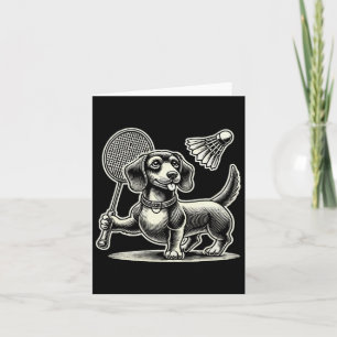 Dachshund Dog Badminton Player Shuttle Men Women  Card