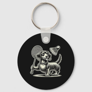 Dachshund Dog Badminton Player Shuttle Men Women  Key Ring