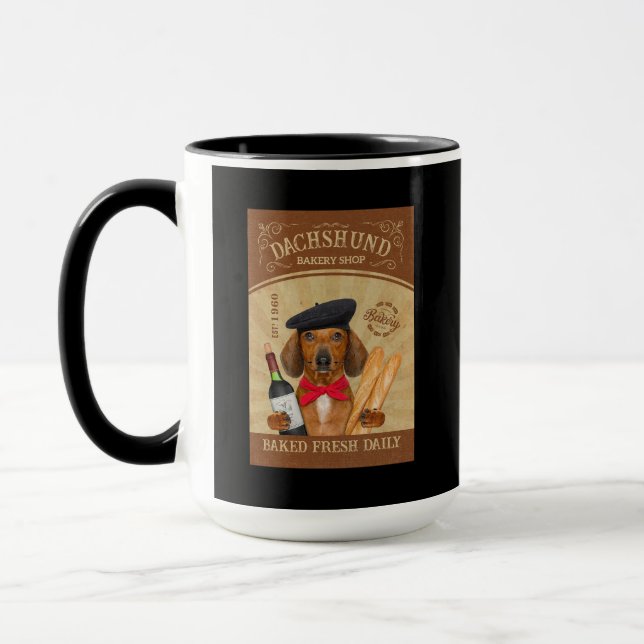Dachshund Dog Bakery Shop Funny French Dachshund Mug (Left)