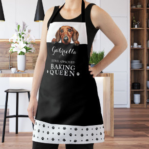 Dachshund Dog Baking Queen Black White Custom  Apron