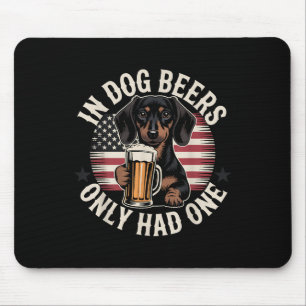 Dachshund Dog Beers American Flag Funny Gift Men W Mouse Pad