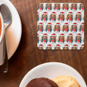Dachshund Dog Breed Christmas Square Paper Coaster