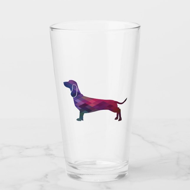 Dachshund Dog Breed Geo Silhouette Purple Glass (Front)