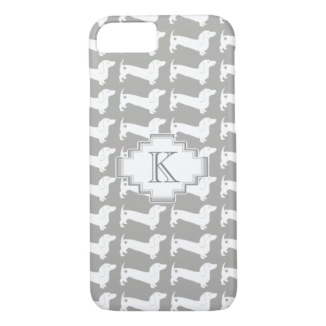 Dachshund Dog Breed Pattern Monogram Case-Mate iPhone Case (Back)