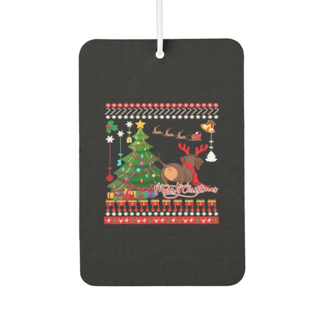 Dachshund Dog Butt Christmas Ugly Classic T-Shirt Car Air Freshener (Front)