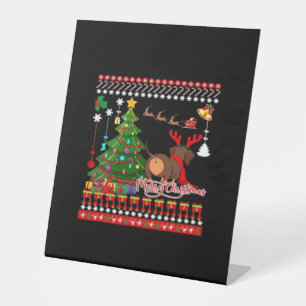 Dachshund Dog Butt Christmas Ugly Classic T-Shirt Pedestal Sign