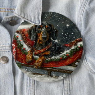 Dachshund Dog Christmas Festive  6 Cm Round Badge