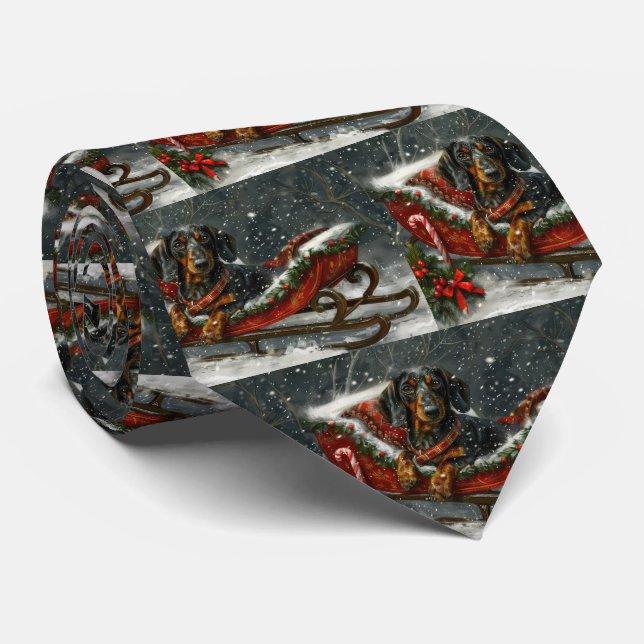 Dachshund Dog Christmas Festive  Tie (Rolled)