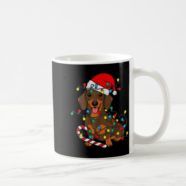 Dachshund Dog Christmas Lights Santa Xmas Pet Dog  Coffee Mug (Right)