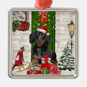 Dachshund Dog Christmas Metal Ornament