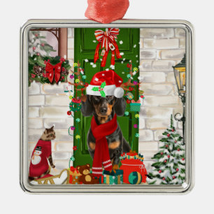 Dachshund Dog Christmas    Metal Ornament