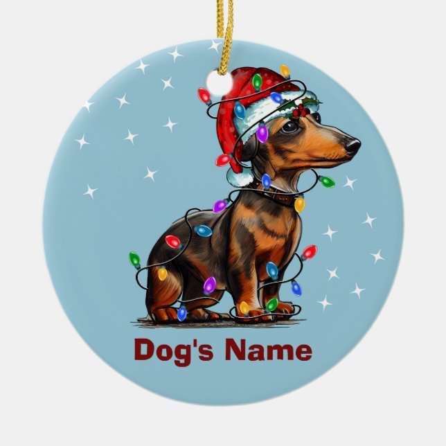 Dachshund Dog Christmas Personalised Ornament (Front)