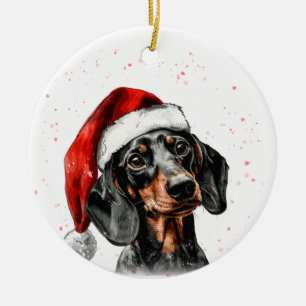 Dachshund Dog Christmas Personalized Ceramic Ornament