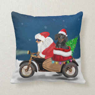 Dachshund Dog Christmas Santa Claus Cushion