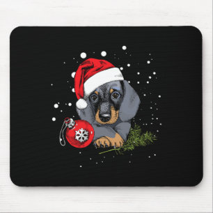 Dachshund Dog Christmas Tree Light Santa Xmas Gift Mouse Pad