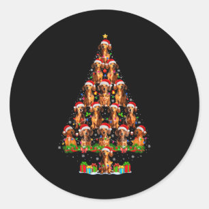 Dachshund Dog Christmas Tree Lights Funny Xmas Dog Classic Round Sticker