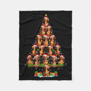 Dachshund Dog Christmas Tree Lights Funny Xmas Dog Fleece Blanket